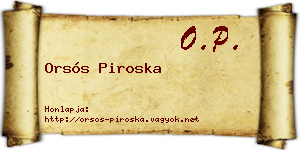 Orsós Piroska névjegykártya