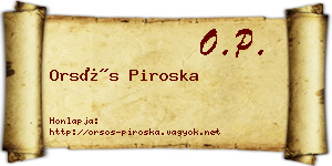 Orsós Piroska névjegykártya